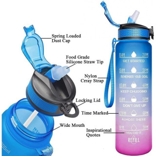 Kék-rózsaszín ombre palack motivációs skálával