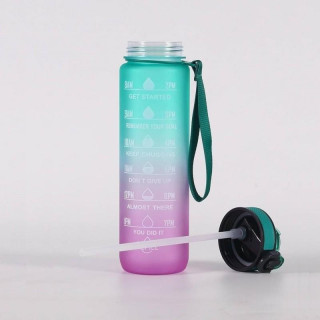 Zöld-rózsaszín ombre palack motivációs skálával