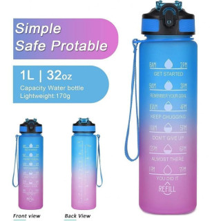 Zöld-rózsaszín ombre palack motivációs skálával