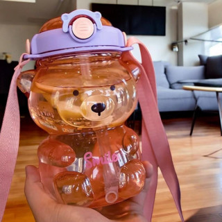 Rózsaszín-lila vizes palack füllel - 1000 ml