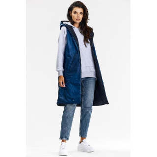 Sötétkék kifordítható női mellény