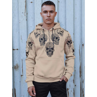 Férfi bézs pulóver koponyákkal BX5842