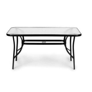 Üveg kerti asztal 120x70 cm napernyőlyukkal