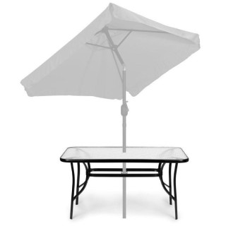 Üveg kerti asztal 120x70 cm napernyőlyukkal