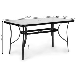 Üveg kerti asztal 120x70 cm napernyőlyukkal