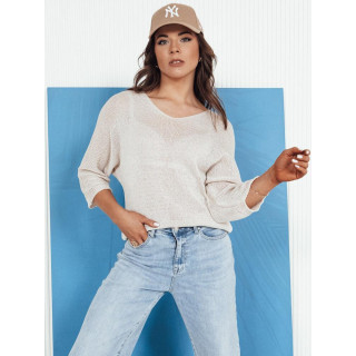 Női bézs áttört pulóver MY2336