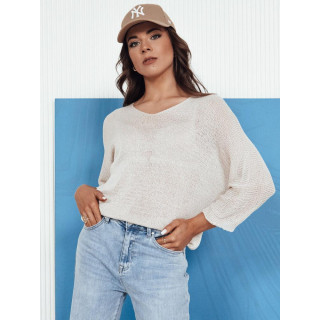 Női bézs áttört pulóver MY2336