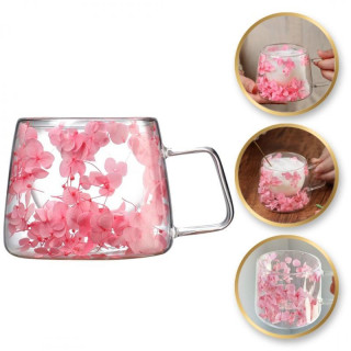 Duplafalú termosz bögre rózsaszín hortenzia virágokkal - 200 ml