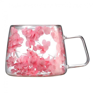 Duplafalú termosz bögre rózsaszín hortenzia virágokkal - 200 ml