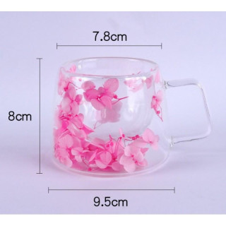 Duplafalú termosz bögre rózsaszín hortenzia virágokkal - 200 ml