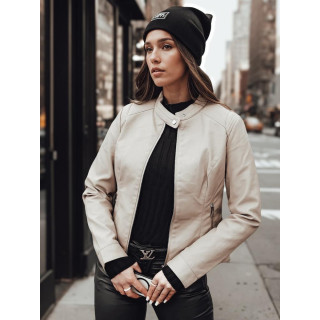 Bézs színű női bőrkabát