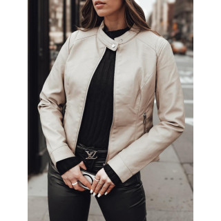 Bézs színű női bőrkabát