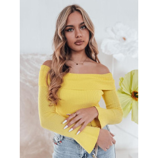 Sárga női pulóver szabad vállú MY2425
