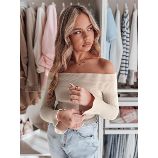 Női bézs pulóver szabad vállú MY2428