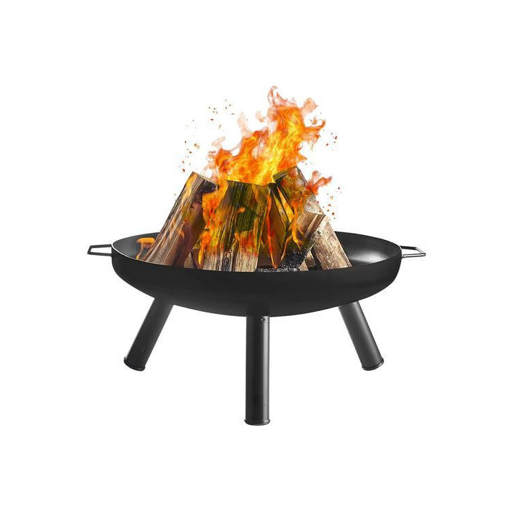 Nagy kerti tűzrakó hely fogantyúkkal és állvánnyal