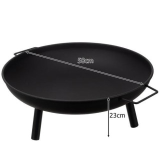 Nagy kerti tűzrakó hely fogantyúkkal és állvánnyal