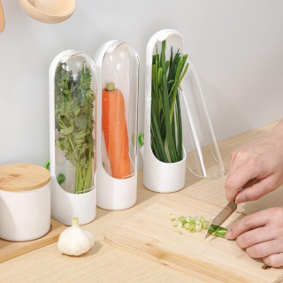 Tartály friss fűszernövények hűtőszekrényben való tárolására