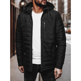 Férfi fekete steppelt kabát TX4998