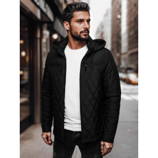 Férfi steppelt kabát, fekete TX4989 színű