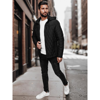 Férfi steppelt kabát, fekete TX4989 színű