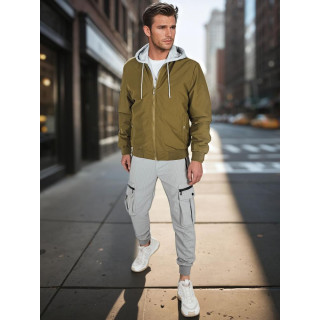 Zöld férfi bomber dzseki kapucnival TX5022