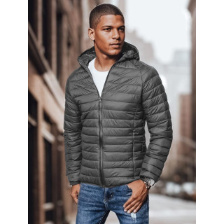 Férfi sötétszürke steppelt kabát TX4422