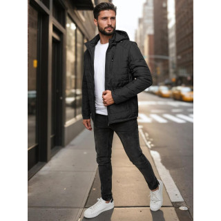 Fekete férfi steppelt kabát TX5003