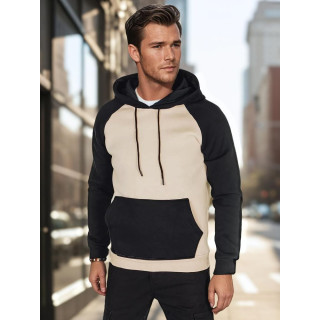 Férfi bézs pulóver BX5890 zsebbel