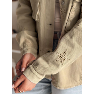 Barna női kabát csillagokkal TY4847