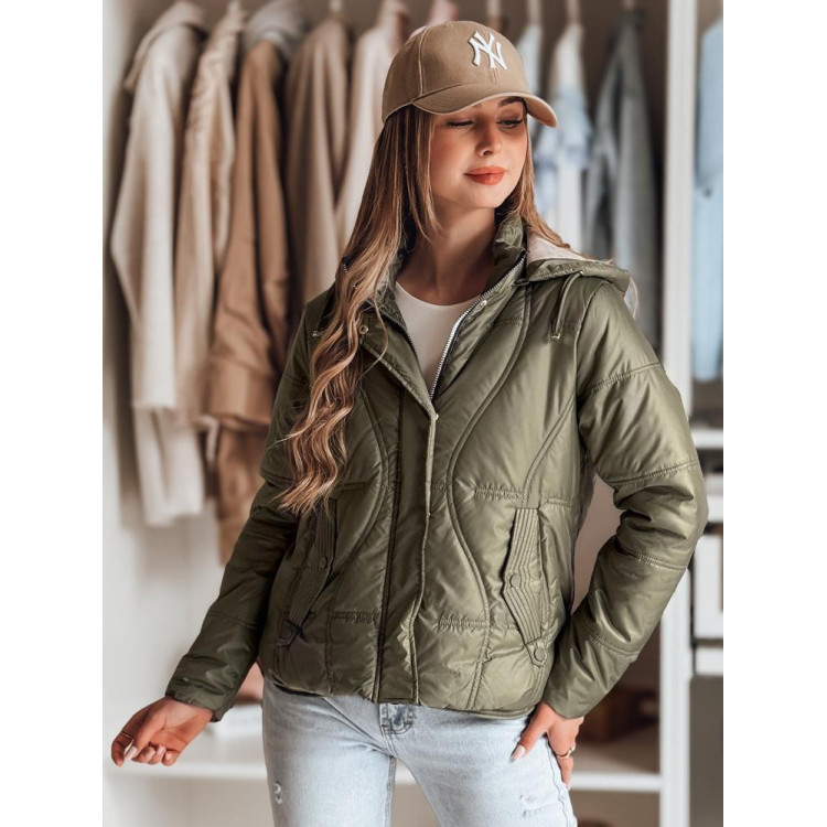 Női zöld steppelt kabát TY4852