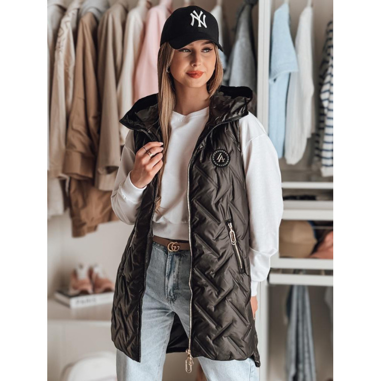 Női fekete steppelt mellény TY4883