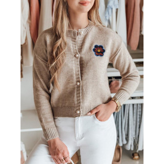 Bézs színű női pulóver virágfolttal MY2469