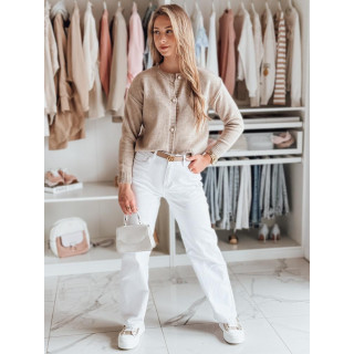 Bézs színű női pulóver virágfolttal MY2469