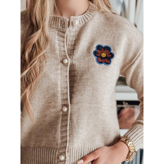 Bézs színű női pulóver virágfolttal MY2469