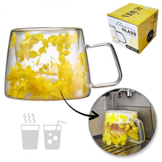 Termoszpohár sárga hortenziával belül - 180 ml