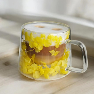 Termoszpohár sárga hortenziával belül - 180 ml