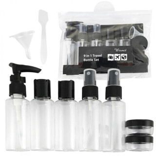 9 az 1-ben fekete utazó kozmetikai tárolókészlet