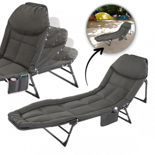 Összecsukható kempingágy szürke színben