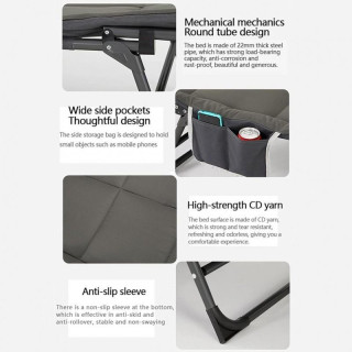 Összecsukható kempingágy szürke színben