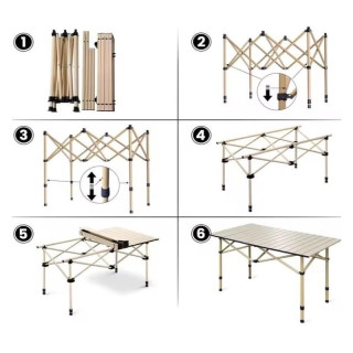 Bézs színű összecsukható turistaasztal