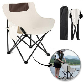 Bézs színű kempingszék zsebbel