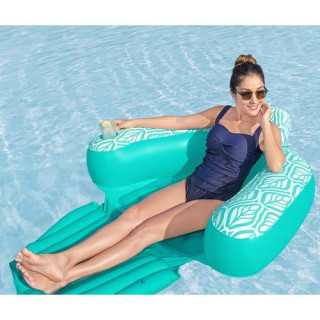 Kék és fehér felfújható szék