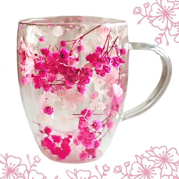 Termoszpohár rózsaszín virágokkal belül - 300 ml