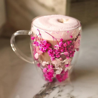 Termoszpohár rózsaszín virágokkal belül - 300 ml