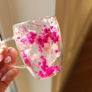 Termoszpohár rózsaszín virágokkal belül - 300 ml