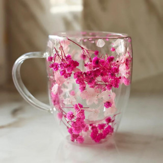 Termoszpohár rózsaszín virágokkal belül - 300 ml