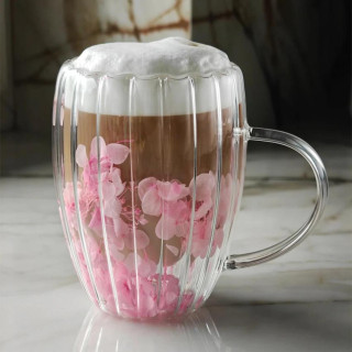 Hullámkarton termosz rózsaszín virágokkal belül - 300 ml