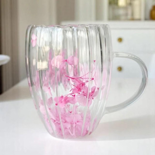 Hullámkarton termosz rózsaszín virágokkal belül - 300 ml