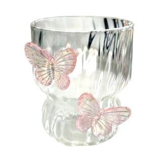 Hullámos pohár rózsaszín pillangókkal - 260 ml