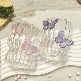 Hullámos pohár lila pillangókkal - 260 ml